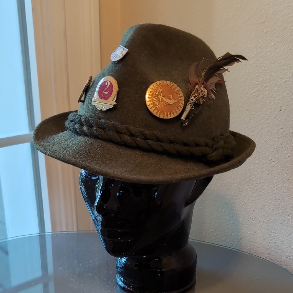 Alpine, Tyrolean, Oktoberfest Hat with Feather Pin  Accessories